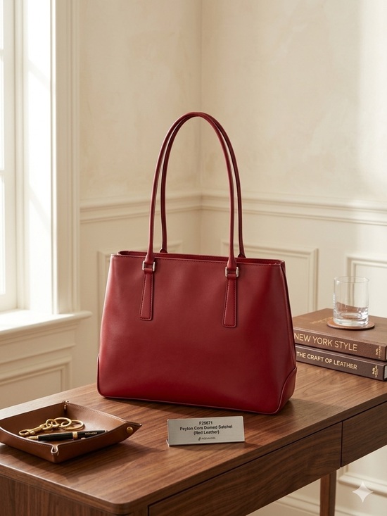 Handbags - M. London Vintage Red Genuine Leather Tote Shoulder Bag
